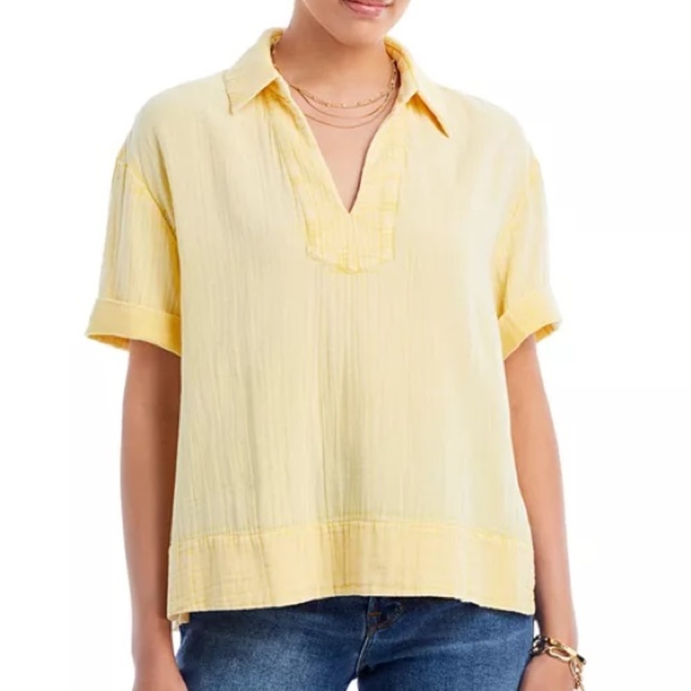 Faherty Yellow Gauze Collared Wren Top